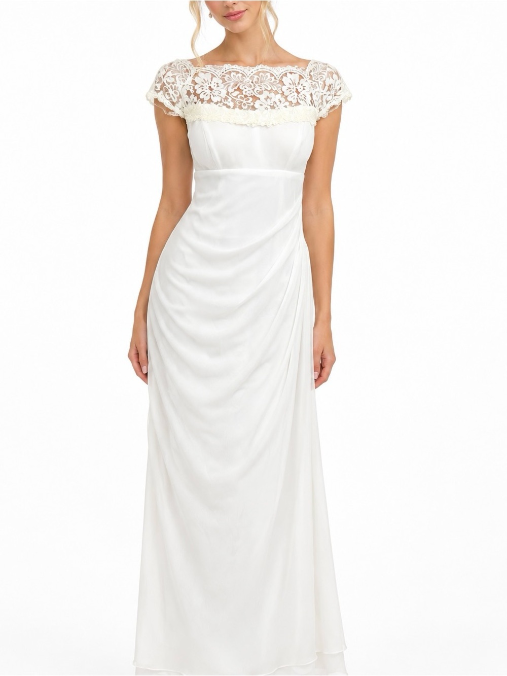 Xscape Ivory Lace Yoke Wedding Dress Gown Size 10